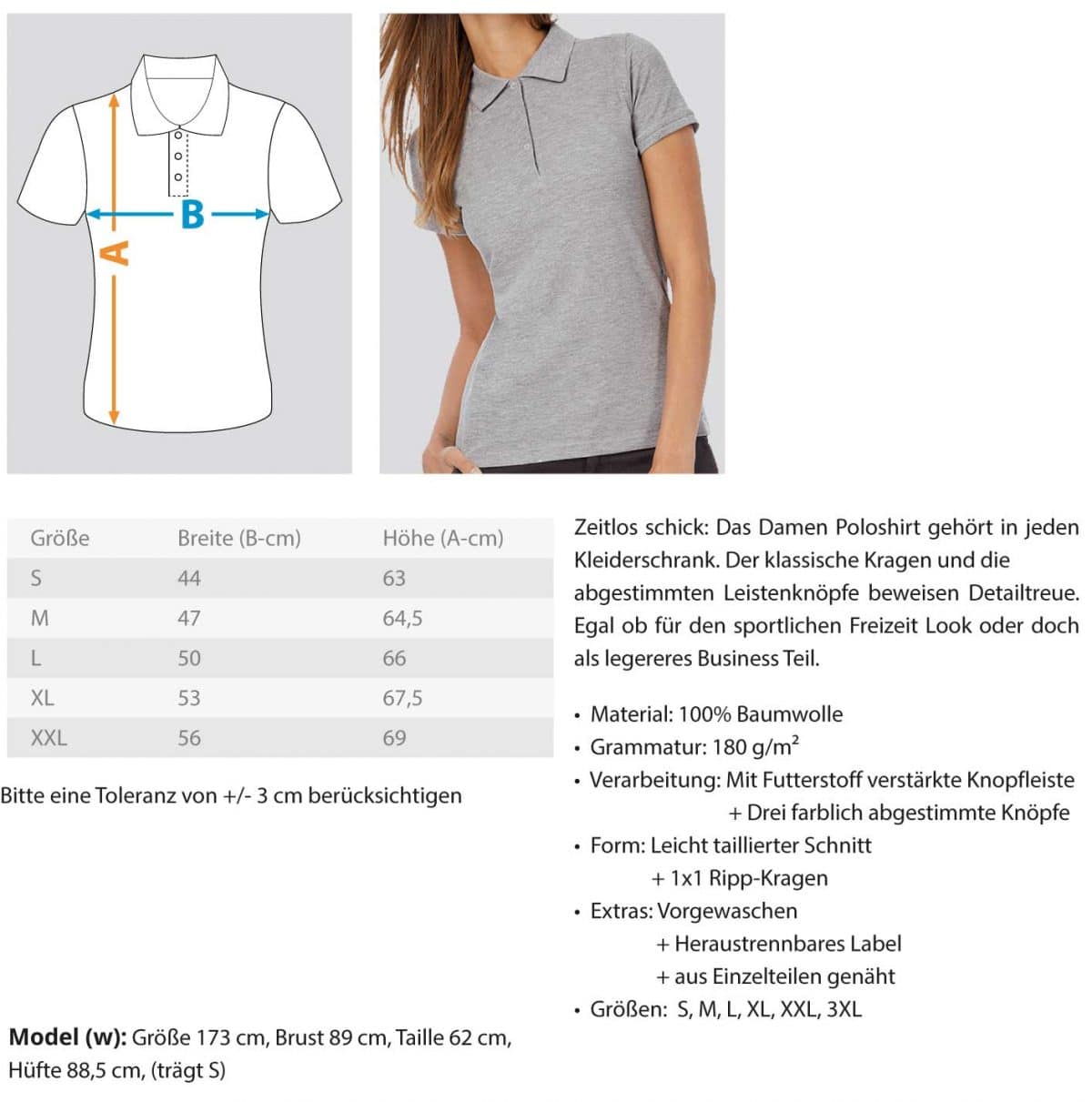 Poloshirt Damen mit Brust- und Rückendruck – Bild 3
