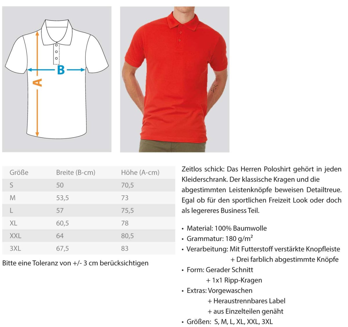 Herren Poloshirt mit Brust- und Rückendruck (weiß)  - Polo Shirt – Bild 3
